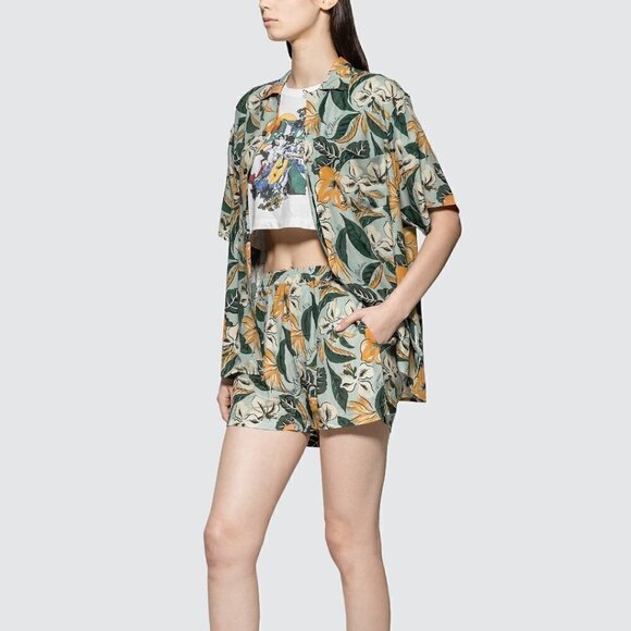 New R13 ​Logo Hawaiian Tropical-Print Oversized Unisex Shirt In Blue Floral NWT - Picture 3 of 15